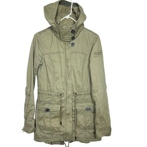 Abercrombie & Fitch Y2K Olive Green Utility Anorak Jacket Hooded Parka Womens M